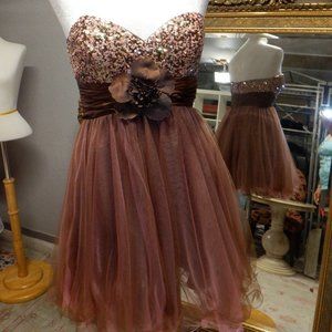 Pink and Brown Short Dress
